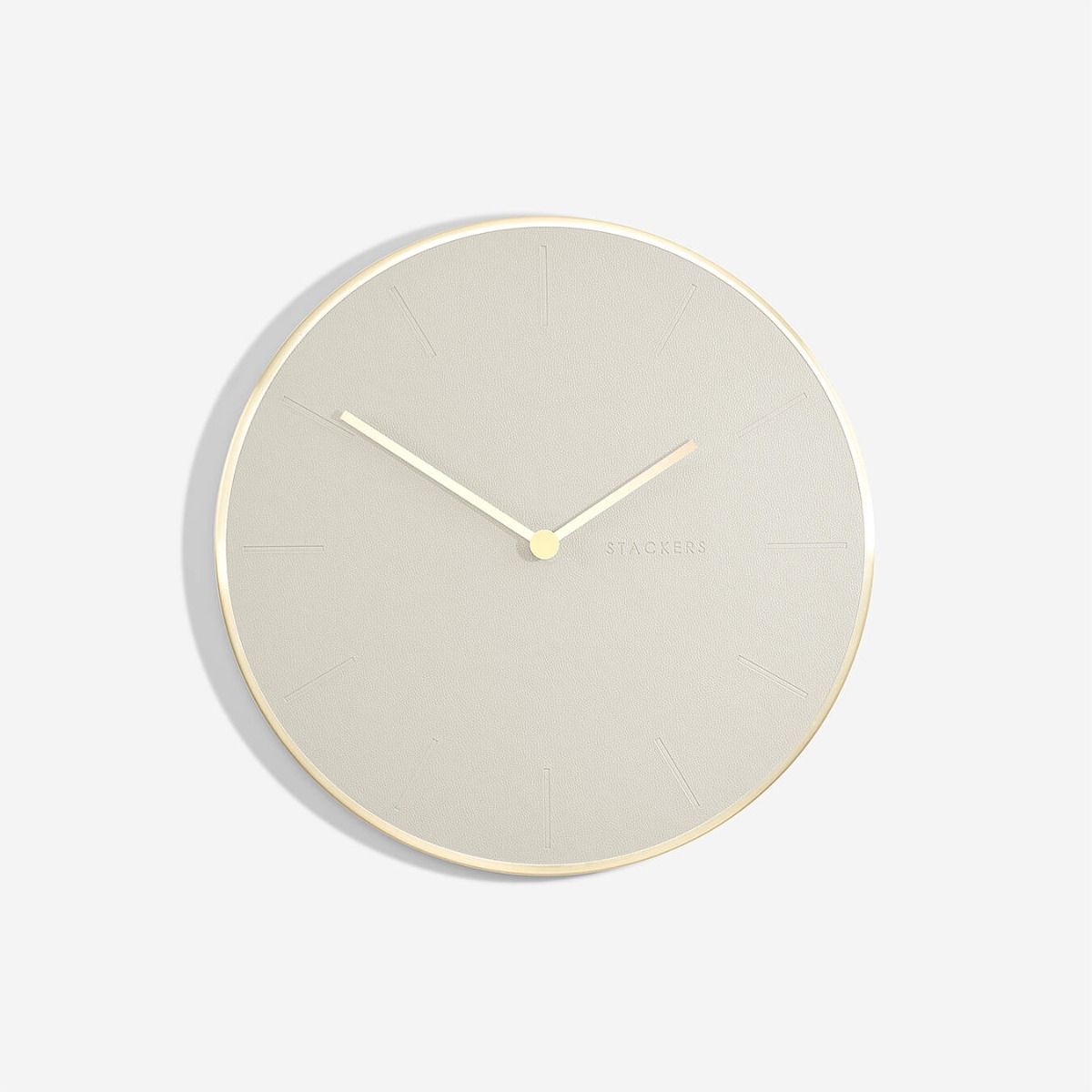 Oatmeal and Brushed Gold Wall Clock